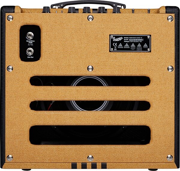 open zoom image for Supro Delta King 10 Guitar Combo Amplifier (5 Watts, 1x10"), Tweed/Black, Action Position Back