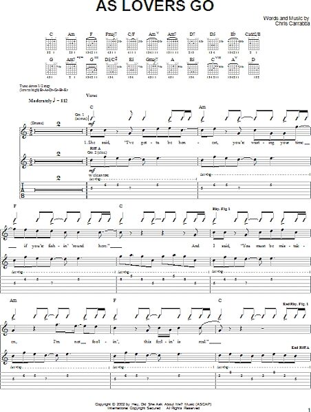 open zoom image for As Lovers Go - Guitar TAB, New, Main