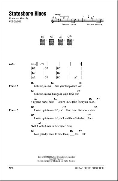 open zoom image for Statesboro Blues - Guitar Chords/Lyrics, New, Main
