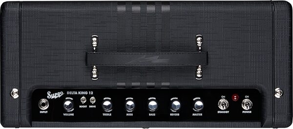 open zoom image for Supro Delta King 12 Guitar Combo Amplifier (15 Watts, 1x12"), Black/Black, Action Position Back