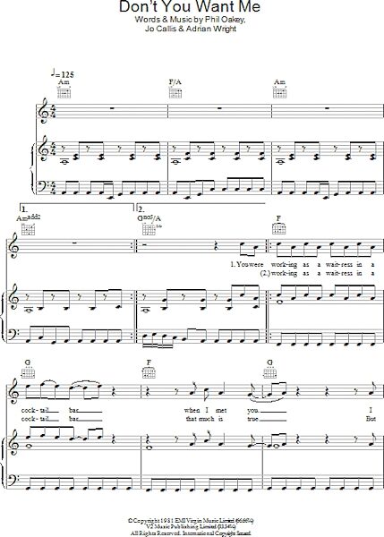 open zoom image for Don't You Want Me - Piano/Vocal/Guitar, New, Main