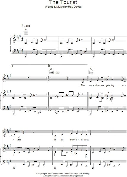 open zoom image for The Tourist - Piano/Vocal/Guitar, New, Main