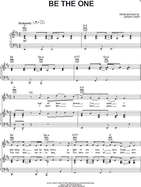 open zoom image for Be The One - Piano/Vocal/Guitar, New, Main