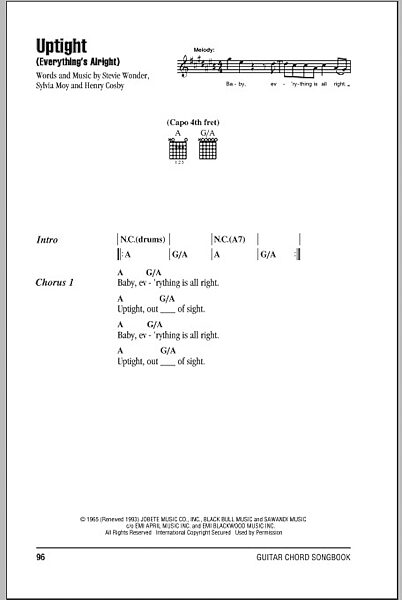 open zoom image for Uptight (Everything's Alright) - Guitar Chords/Lyrics, New, Main