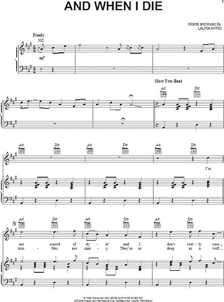 open zoom image for And When I Die - Piano/Vocal/Guitar, New, Main