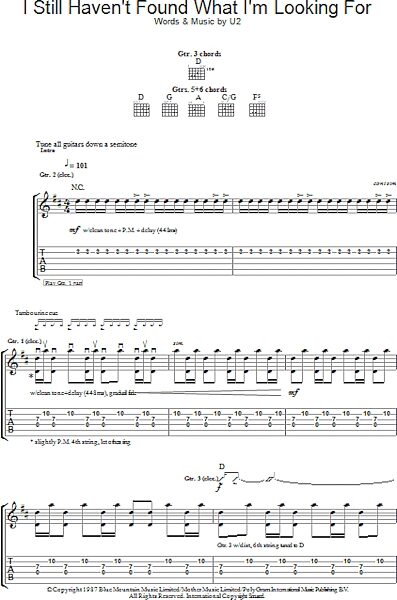 open zoom image for I Still Haven't Found What I'm Looking For - Guitar TAB, New, Main
