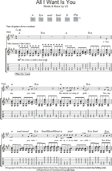 open zoom image for All I Want Is You - Guitar TAB, New, Main