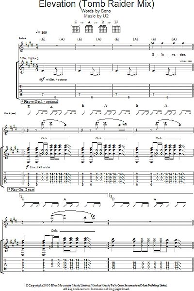 open zoom image for Elevation (Tomb Raider Mix) - Guitar TAB, New, Main