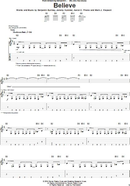 open zoom image for Believe - Guitar TAB, New, Main