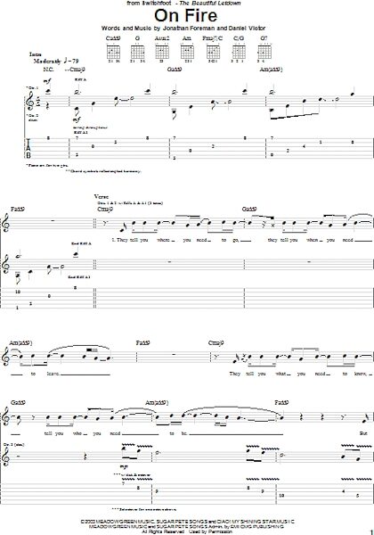 open zoom image for On Fire - Guitar TAB, New, Main