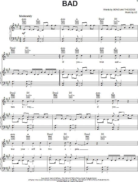 open zoom image for Bad - Piano/Vocal/Guitar, New, Main