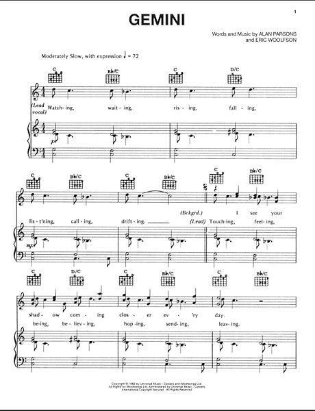 open zoom image for Gemini - Piano/Vocal/Guitar, New, Main