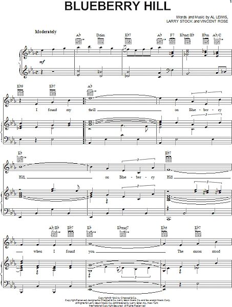 open zoom image for Blueberry Hill - Piano/Vocal/Guitar, New, Main