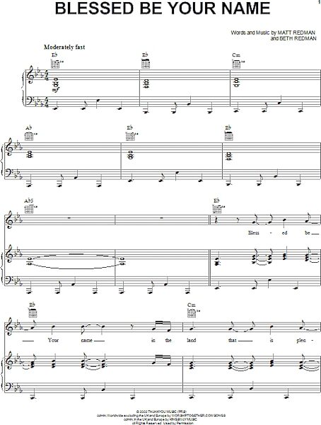 open zoom image for Blessed Be Your Name - Piano/Vocal/Guitar, New, Main