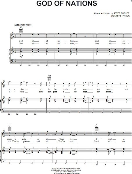 open zoom image for God Of Nations - Piano/Vocal/Guitar, New, Main