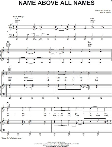 open zoom image for Name Above All Names - Piano/Vocal/Guitar, New, Main