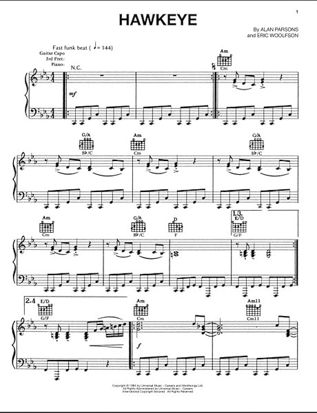 open zoom image for Hawkeye - Piano/Vocal/Guitar, New, Main