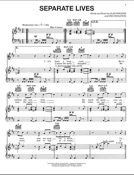 open zoom image for Separate Lives - Piano/Vocal/Guitar, New, Main