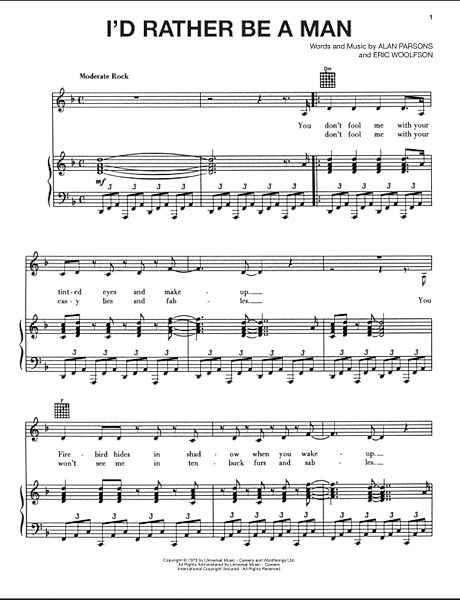 open zoom image for I'd Rather Be A Man - Piano/Vocal/Guitar, New, Main