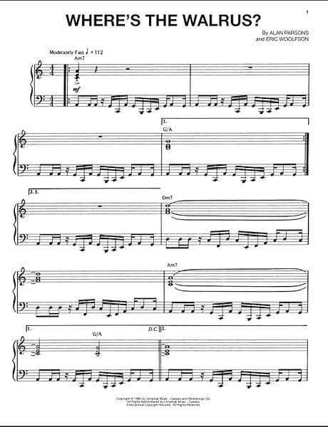 open zoom image for Where's The Walrus? - Piano/Vocal/Guitar, New, Main