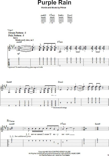 open zoom image for Purple Rain - Easy Guitar with TAB, New, Main