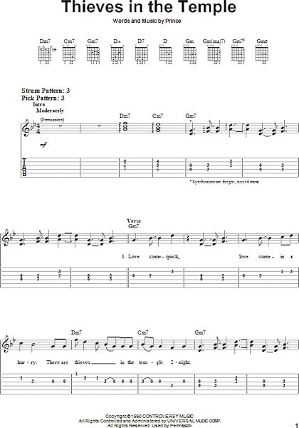 open zoom image for Thieves In The Temple - Easy Guitar with TAB, New, Main