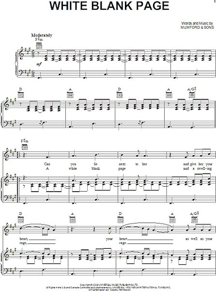 open zoom image for White Blank Page - Piano/Vocal/Guitar, New, Main