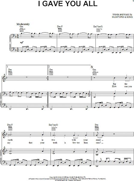 open zoom image for I Gave You All - Piano/Vocal/Guitar, New, Main