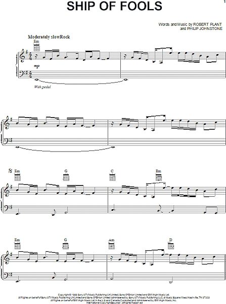 open zoom image for Ship Of Fools - Piano/Vocal/Guitar, New, Main