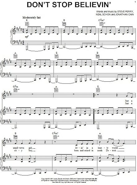 open zoom image for Don't Stop Believin' - Piano/Vocal/Guitar, New, Main
