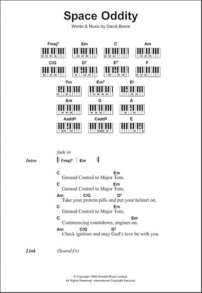open zoom image for Space Oddity - Piano Chords/Lyrics, New, Main