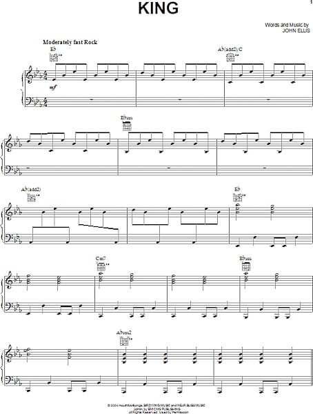 open zoom image for King - Piano/Vocal/Guitar, New, Main