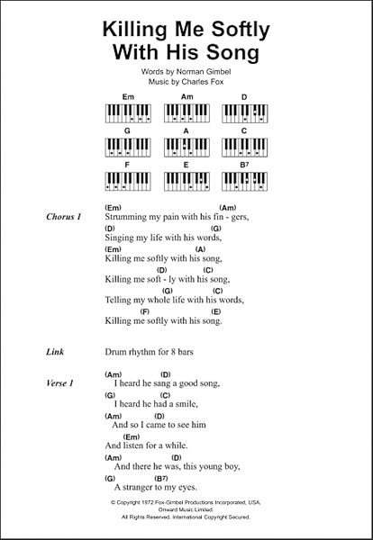 open zoom image for Killing Me Softly With His Song - Piano Chords/Lyrics, New, Main