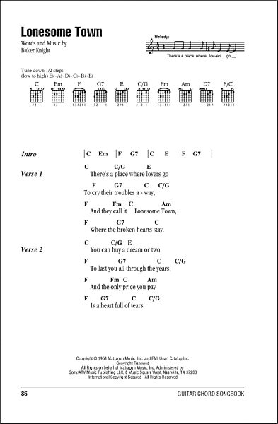 open zoom image for Lonesome Town - Guitar Chords/Lyrics, New, Main