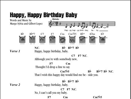 open zoom image for Happy, Happy Birthday Baby - Guitar Chords/Lyrics, New, Main