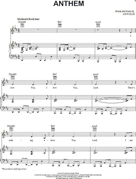 open zoom image for Anthem - Piano/Vocal/Guitar, New, Main