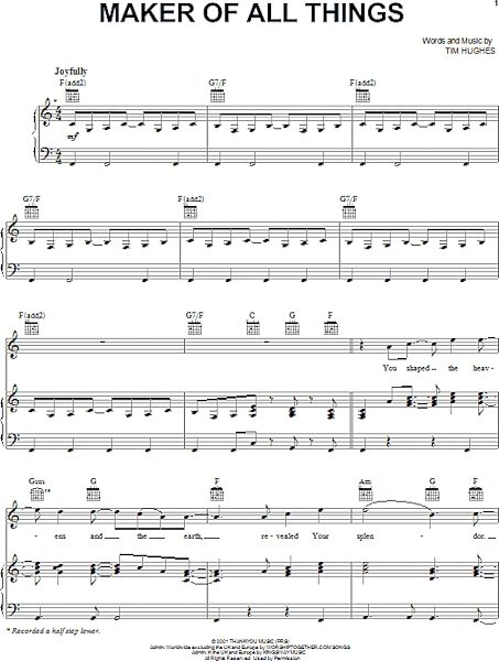 open zoom image for Maker Of All Things - Piano/Vocal/Guitar, New, Main
