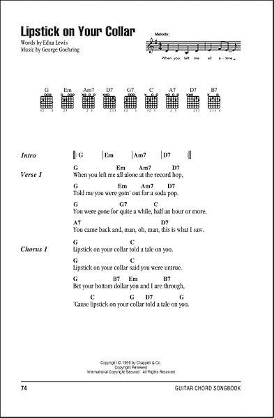 open zoom image for Lipstick On Your Collar - Guitar Chords/Lyrics, New, Main