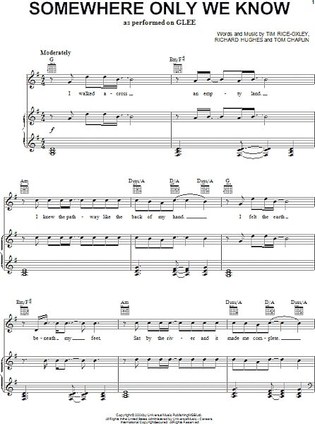 open zoom image for Somewhere Only We Know - Piano/Vocal/Guitar, New, Main