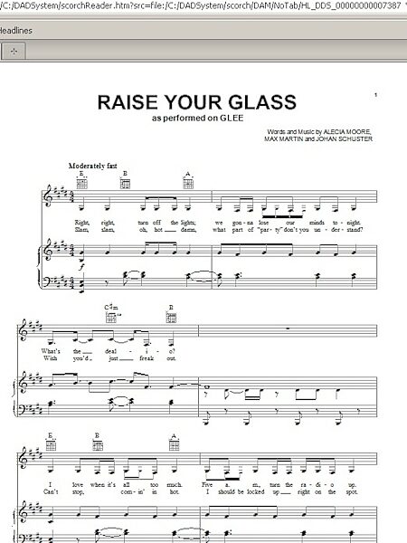 open zoom image for Raise Your Glass - Piano/Vocal/Guitar, New, Main