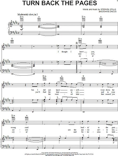 open zoom image for Turn Back The Pages - Piano/Vocal/Guitar, New, Main