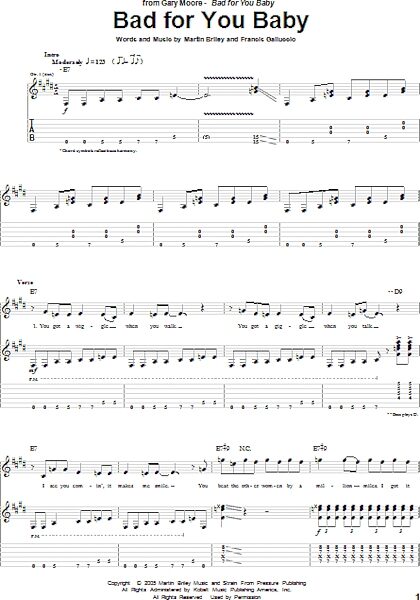 open zoom image for Bad For You Baby - Guitar TAB, New, Main