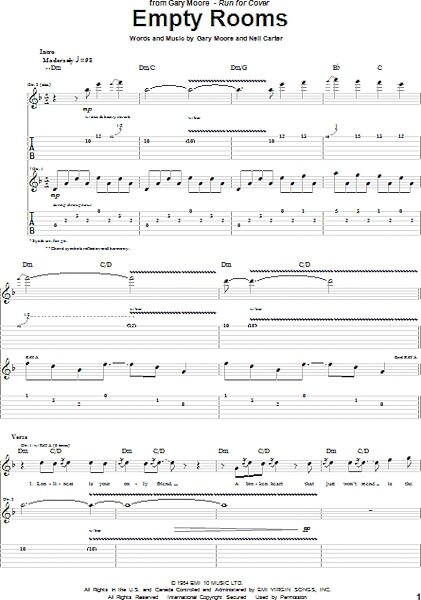 open zoom image for Empty Rooms - Guitar TAB, New, Main