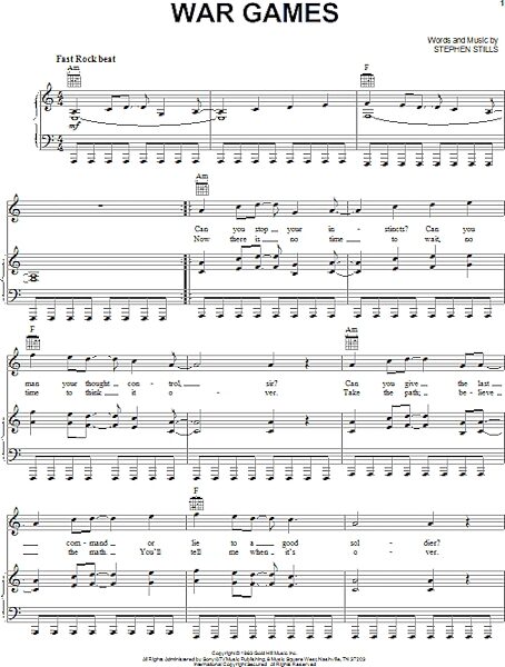 open zoom image for War Games - Piano/Vocal/Guitar, New, Main