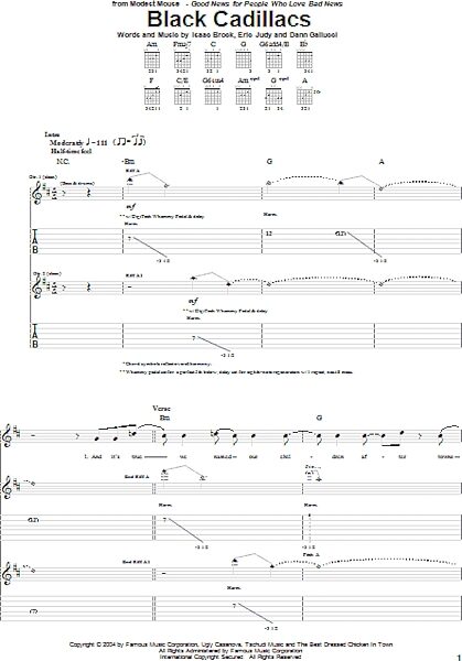 open zoom image for Black Cadillacs - Guitar TAB, New, Main