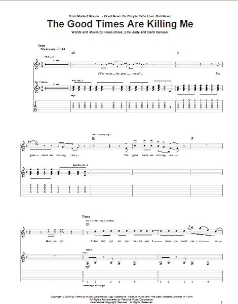 open zoom image for The Good Times Are Killing Me - Guitar TAB, New, Main