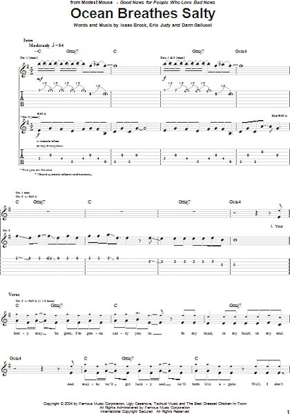 open zoom image for Ocean Breathes Salty - Guitar TAB, New, Main