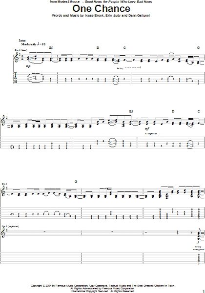 open zoom image for One Chance - Guitar TAB, New, Main