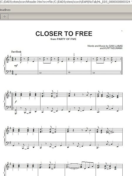 open zoom image for Closer To Free - Piano Solo, New, Main