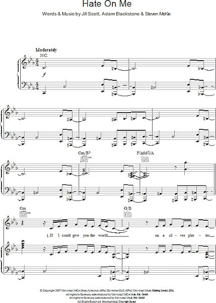 open zoom image for Hate On Me - Piano/Vocal/Guitar, New, Main